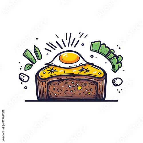 Bread with fried egg and green salad