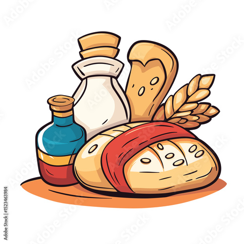 Bread oil and wheat food elements