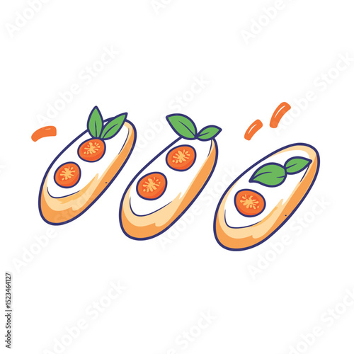 Bruschetta snack with tomato basil food appetizer