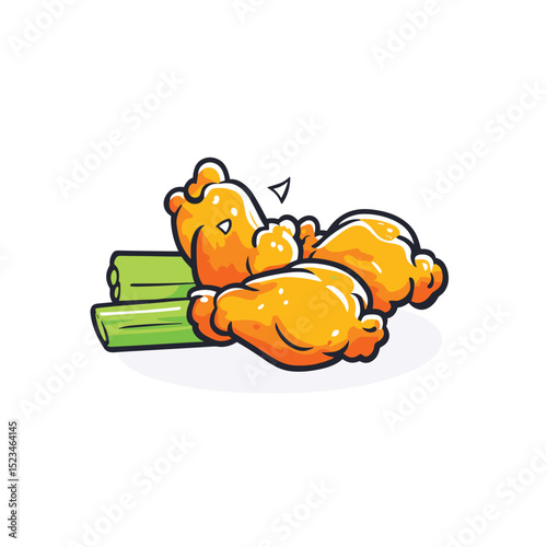 Buffalo wings with celery food drawing