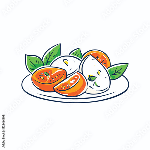 Caprese salad with tomato and basil arrangement