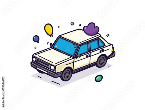 Car with balloons fun happy celebration