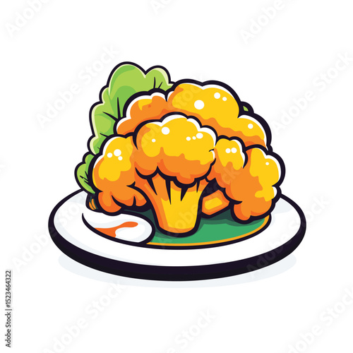 Carrot cauliflower dish with greens food concept