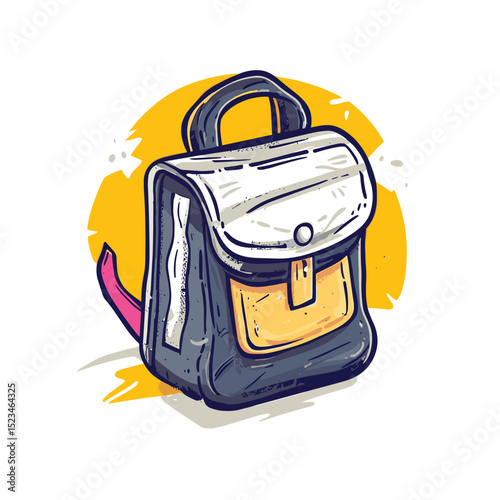 Cartoon backpack school bag doodle style