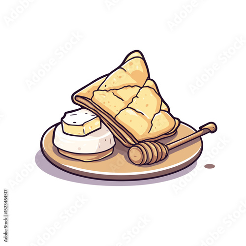 Cheese honey with crepes food art