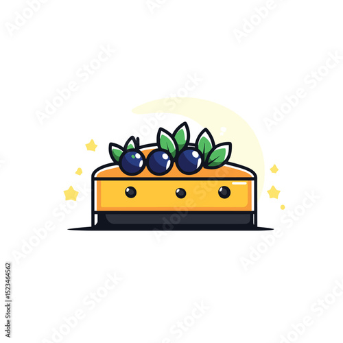 Cheesecake with blueberry topping and stars element