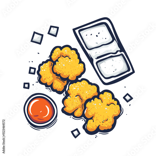 Chicken bites snack meal with dipping sauce