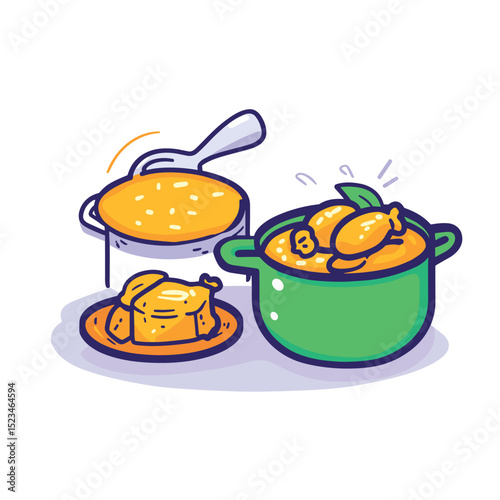 Chicken cooking food meal kitchen dinner cartoon