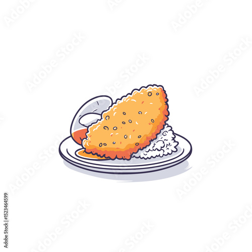 Chicken katsu with rice and sauce