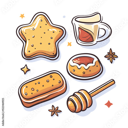 Cookies tea honey set food dessert