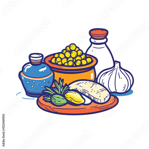 Cooking ingredients food preparation still life concept