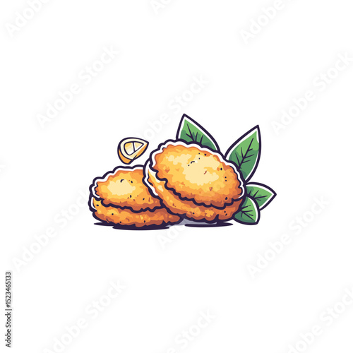 Crispy snacks food dish with greens garnish