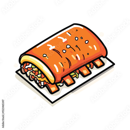Delicious barbecue ribs on plate food art