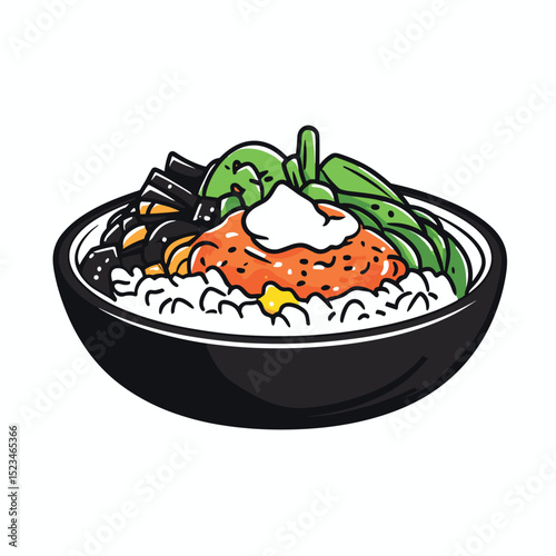 Delicious bowl of bibimbap korean food
