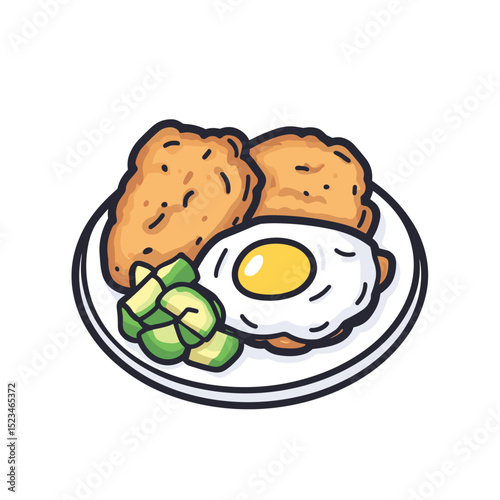 Delicious breakfast with egg avocado and toast