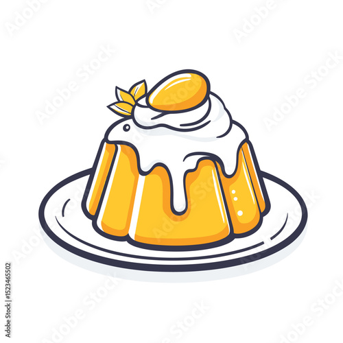 Delicious flan dessert with cream and topping