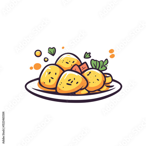 Delicious potato dumplings dish on plate