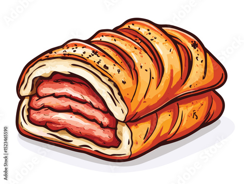 Delicious pastry strudel with filling bakery food