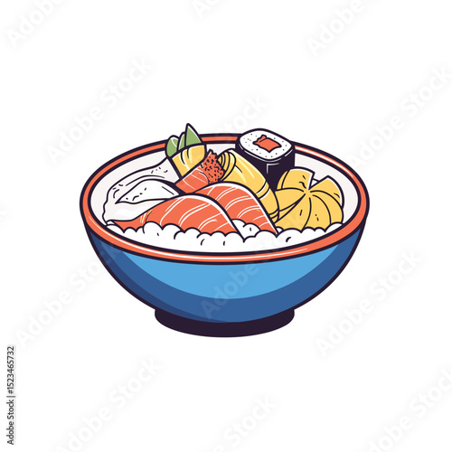 Delicious sushi rice bowl tasty asian cuisine