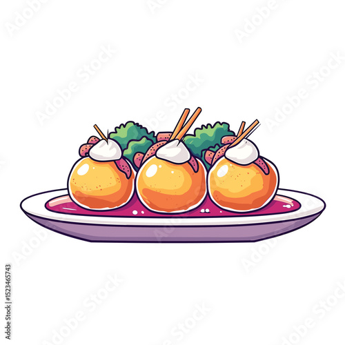 Delicious takoyaki on a plate asian food