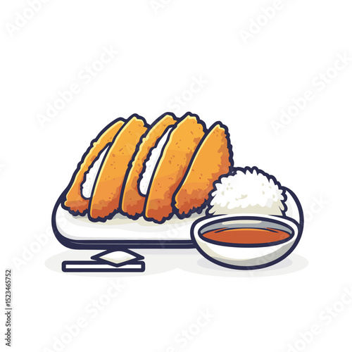 Delicious tonkatsu dish with rice and sauce