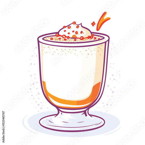 Dessert drink in glass with whipped cream