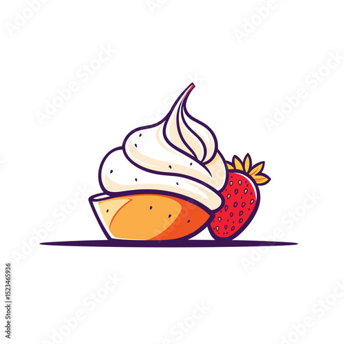 Dessert with cream and strawberry food concept