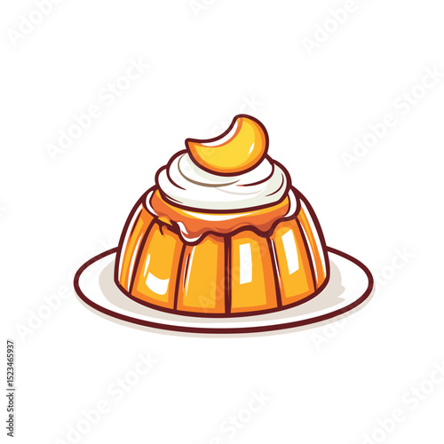 Dessert with topping on plate sweet treat