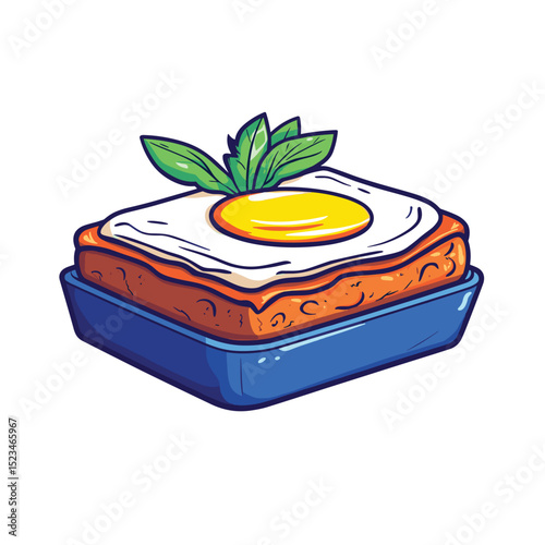 Dish of food with egg and basil