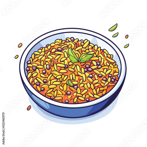 Dish of savory rice and beans meal