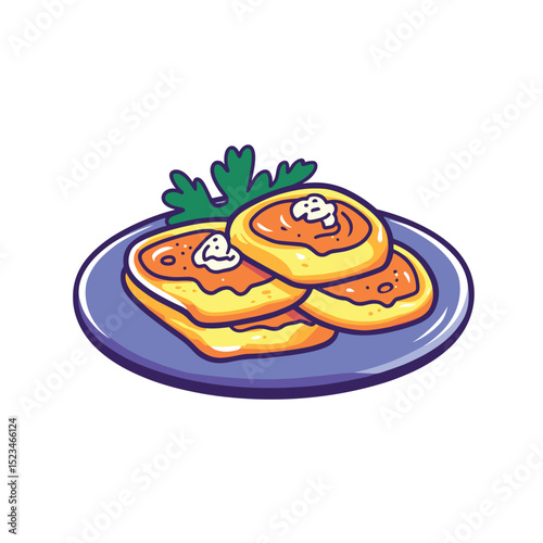 Dish with pancakes food gourmet cuisine breakfast
