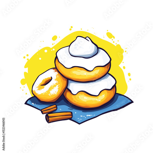 Donuts with icing and cinnamon dessert