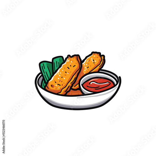 Egg rolls with veggies and dipping sauce
