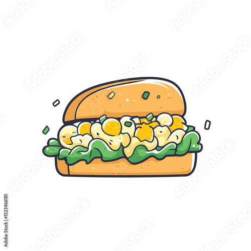 Egg salad sandwich cartoon food meal concept