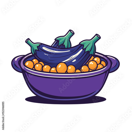 Eggplant dish with yellow peas food