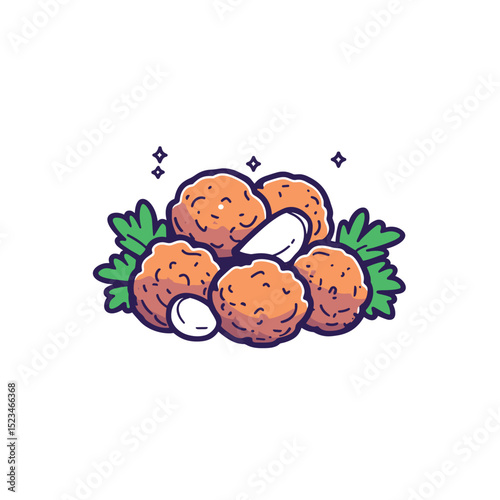 Falafel balls dish with parsley and garlic