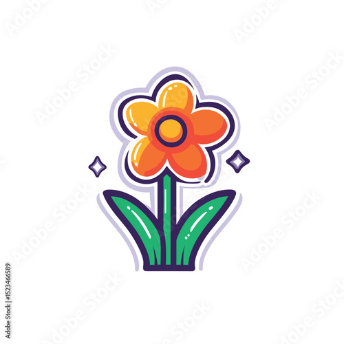 Floral spring plant element sticker style