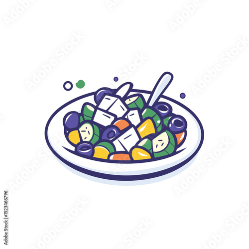 Fresh greek salad with feta cheese icon