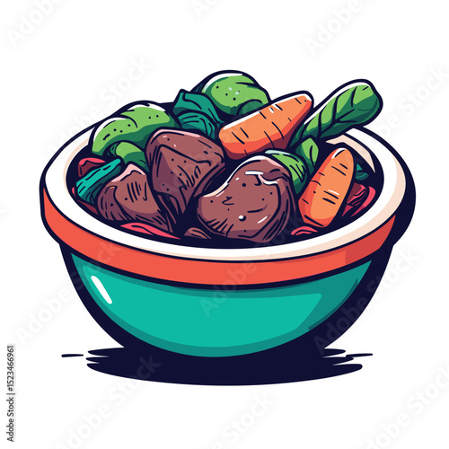 Fresh salad bowl with meat and vegetables