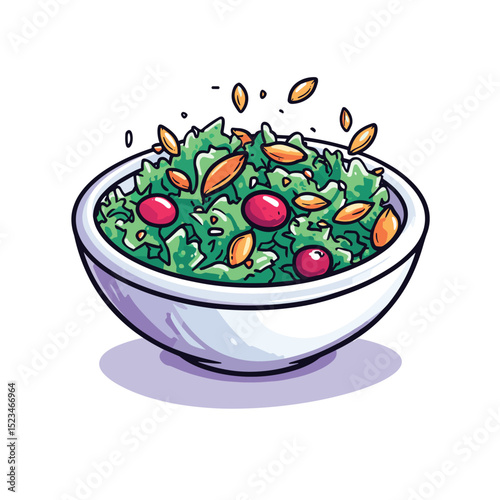 Fresh salad bowl with leafy greens and toppings