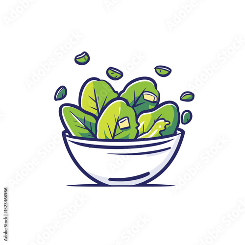 Fresh salad bowl with green leaves and vegetables