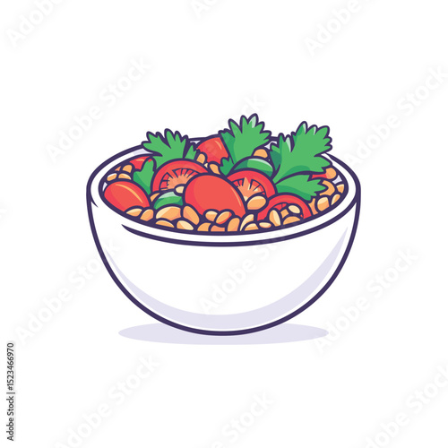 Fresh salad bowl with tomatoes and greens
