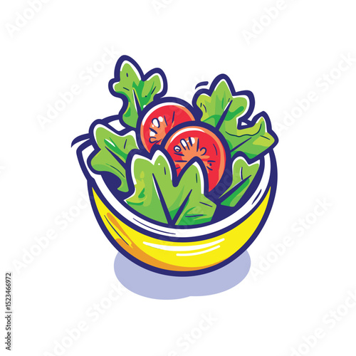 Fresh salad bowl with tomatoes and lettuce