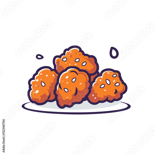 Fried chicken pieces on plate, tasty snack