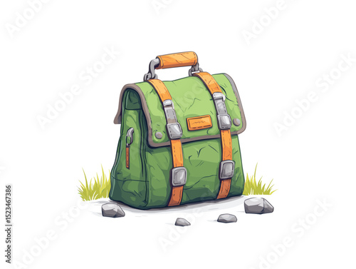 Green bag with straps and stones
