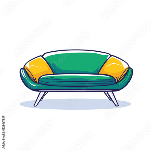 Green couch with yellow pillows furniture design