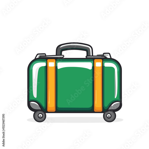 Green luggage baggage suitcase for travel trip