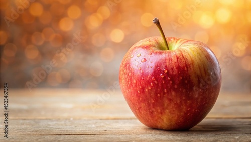Close-up of a fresh apple with slight texture and gentle glow