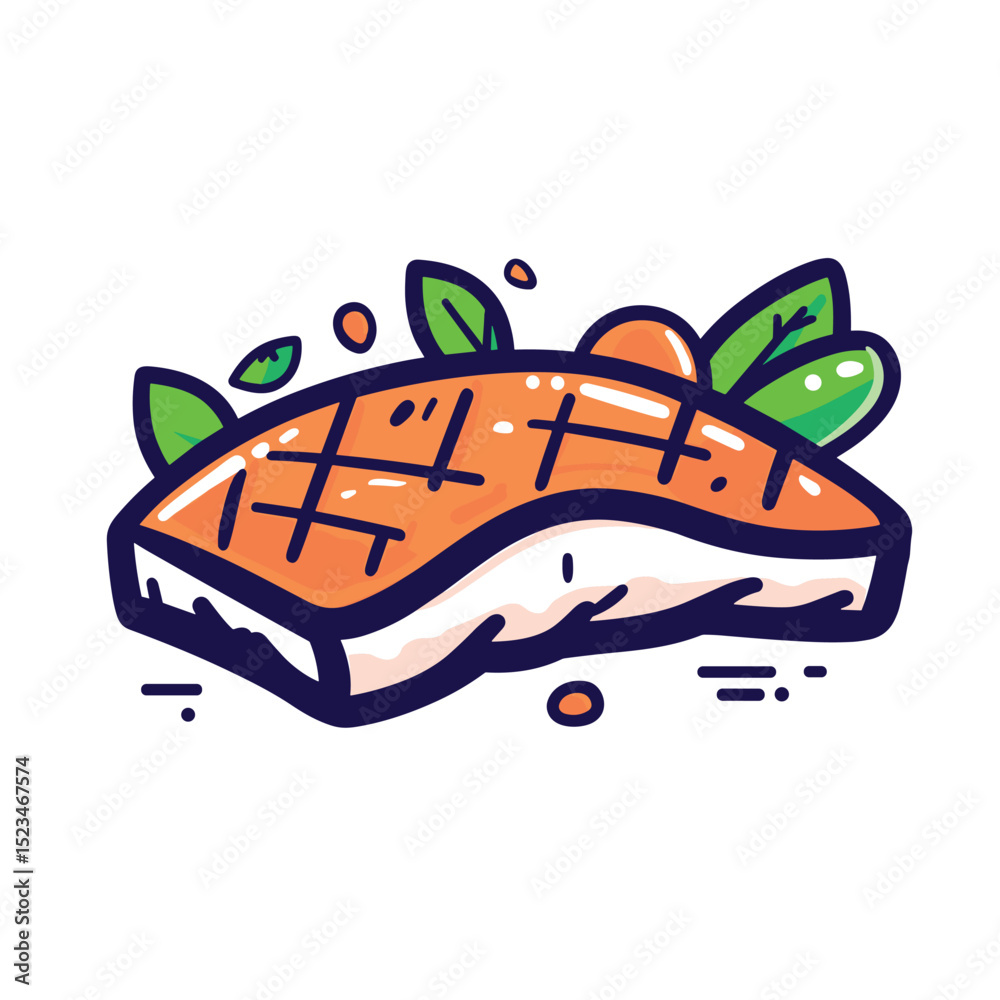 Fototapeta premium Grilled salmon with herbs healthy meal