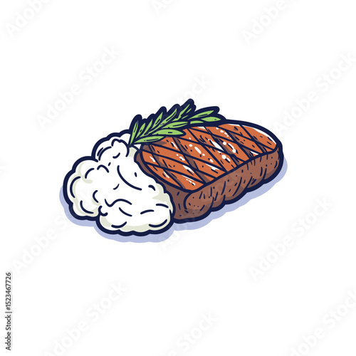 Grilled steak with mashed potatoes food meal dish
